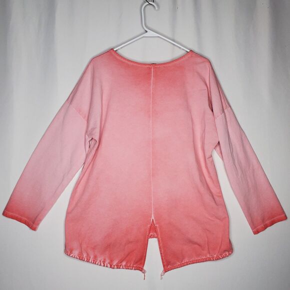 Belle Amore Italy Sequin Top Women L/XL Pink Fleece Drawstring Shabby Chic Boho - Picture 2 of 7